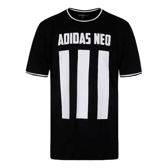 adidas neo M Cs 3s T-shrt Casual Sports Round Neck Short Sleeve Black CV6874