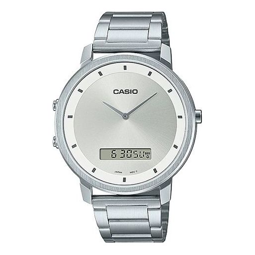 Casio Dress Classic Minimalistic Stainless Steel Analog Watch 'White Silver' MTP-B200D-7E