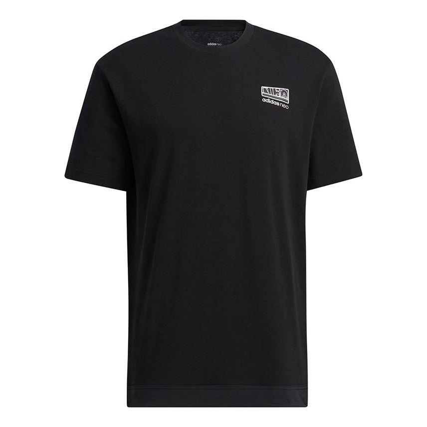 adidas neo M Pk Mix Gr Tee Casual Sports Breathable Short Sleeve Black H45162