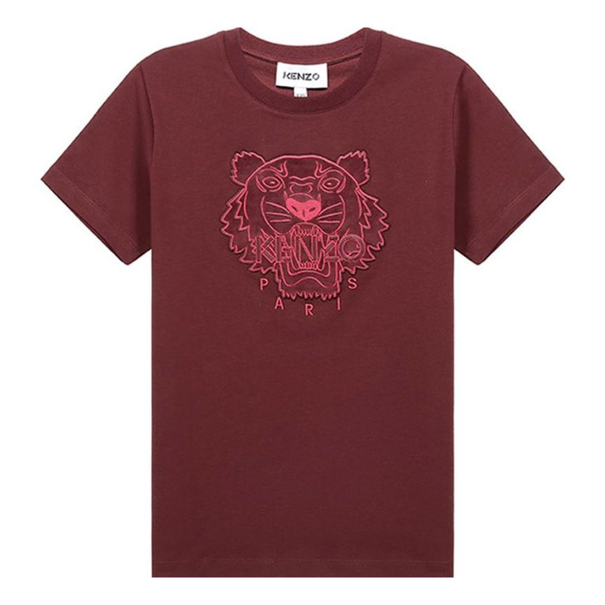 KENZO Embroidered Tiger Head Short Sleeve Black Red FA62TS9124YI-23