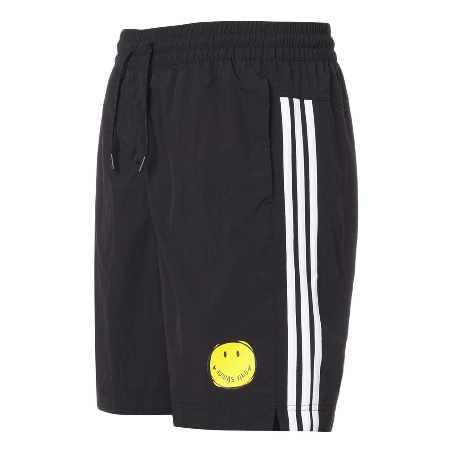 adidas neo M Smly Shorts Smiling Face Printing Stripe Sports Black GP5786