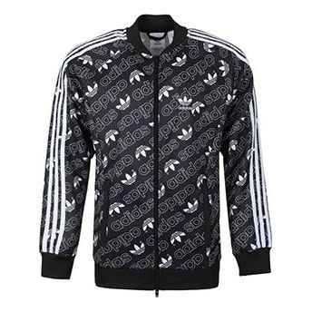 adidas originals Monogram TT Full Print Logo Sports Jacket Black EB4087