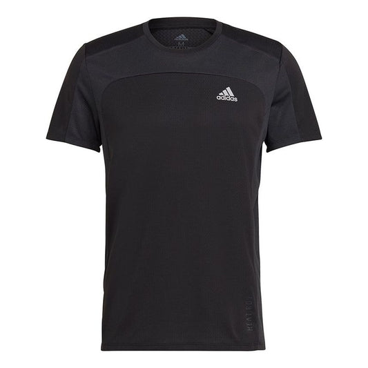 adidas Heat Rdy Tee Colorblock Reflective Logo Running Sports Short Sleeve Black GK4301