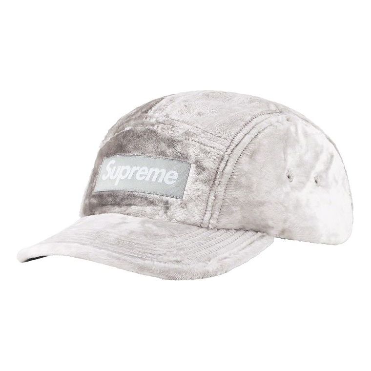 Supreme Crushed Velvet Camp Cap 'White Silver' SUP-SS22-992