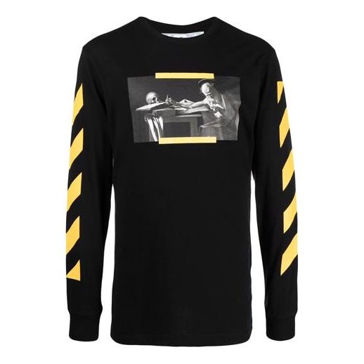 Men's Off-White FW21 Caravaggio Painting Long Sleeves Black T-Shirt OMAB001F21JER0041084