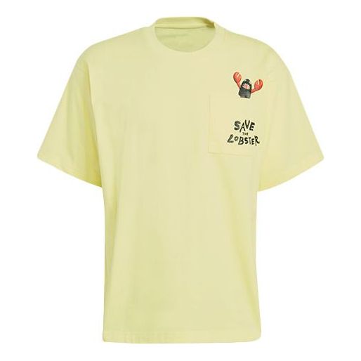 adidas originals Artist Tee Ss Dragon Pattern Pocket Short Sleeve Yellow HA4689