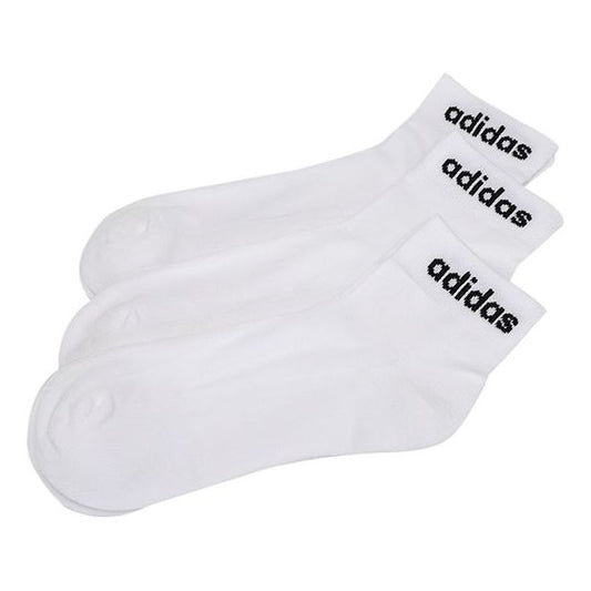 adidas Hc Ankle 3pp Logo Athleisure Casual Sports Socks 3 Pairs White GE1381