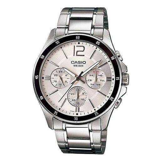 CASIO Stainless Steel Waterproof For Men White Dial Mens White Analog MTP-1374D-7AV