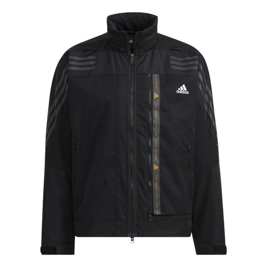 adidas Th 99 Pro Wvjk Solid Color Stripe Casual Sports Hooded Jacket Black HE9909