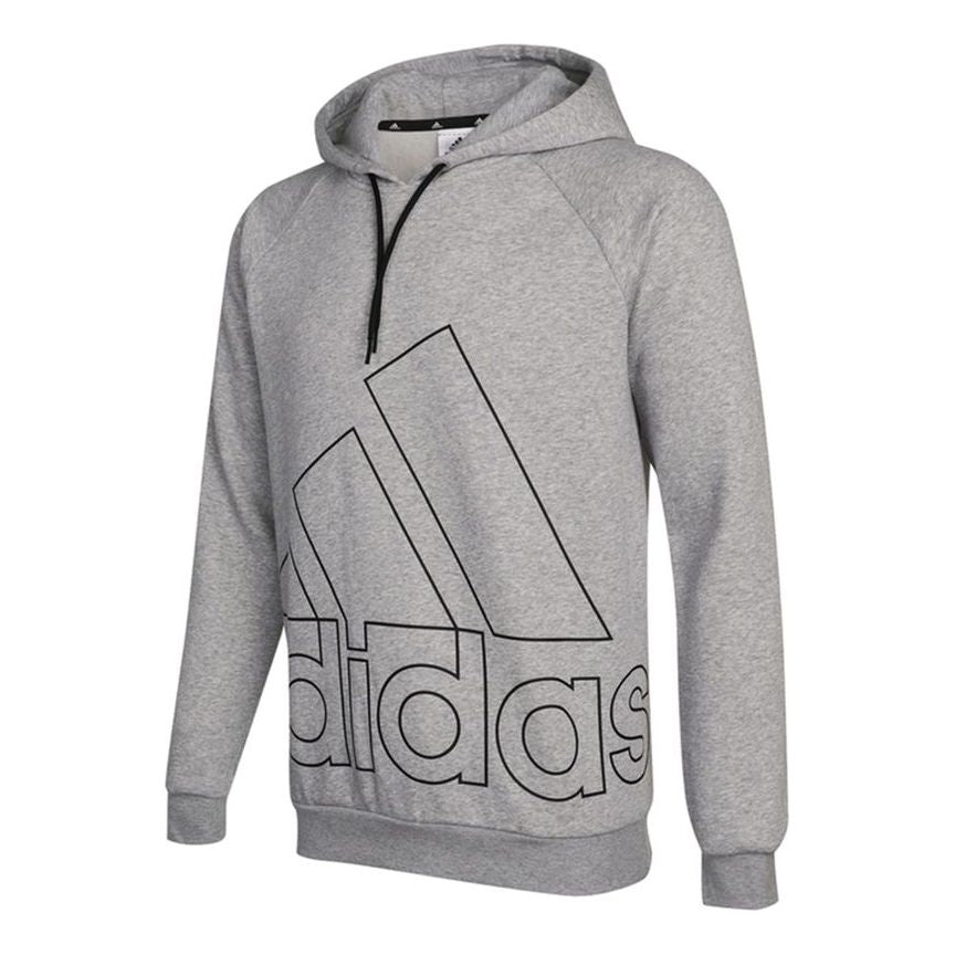 Men's adidas Big Lo Hd Fl Large Logo Printing Fleece Lined Sports Knit Gray HB5091
