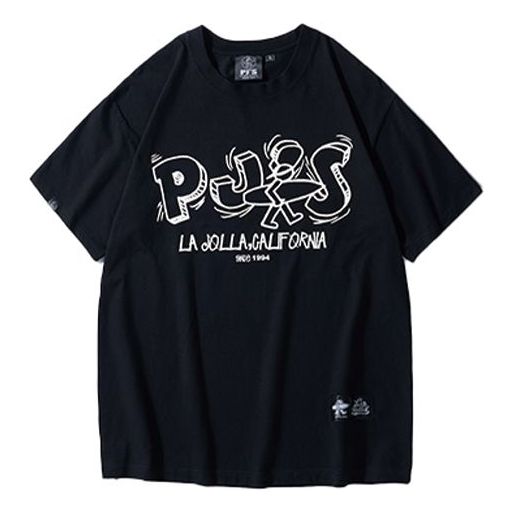 PJs Vigor Surf Alphabet LOGO Basic Pattern Casual Pure Cotton Unisex Black 20SSTS1006-P