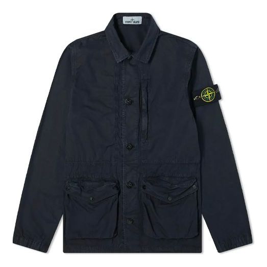 Men's STONE ISLAND Distress Multiple Pockets Jacket Blue 7415439WN-V0120