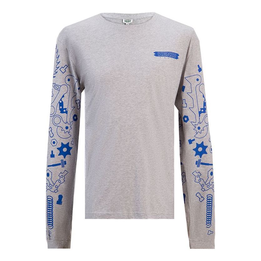 Men's KENZO Casual Pure Cotton Long Sleeves Gray 5TS1184SH-93