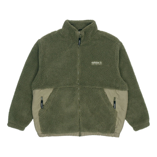 Men's adidas originals Adv Sherpa Outdoor logo Sports Splicing Stand Collar Jacket Green HC0365