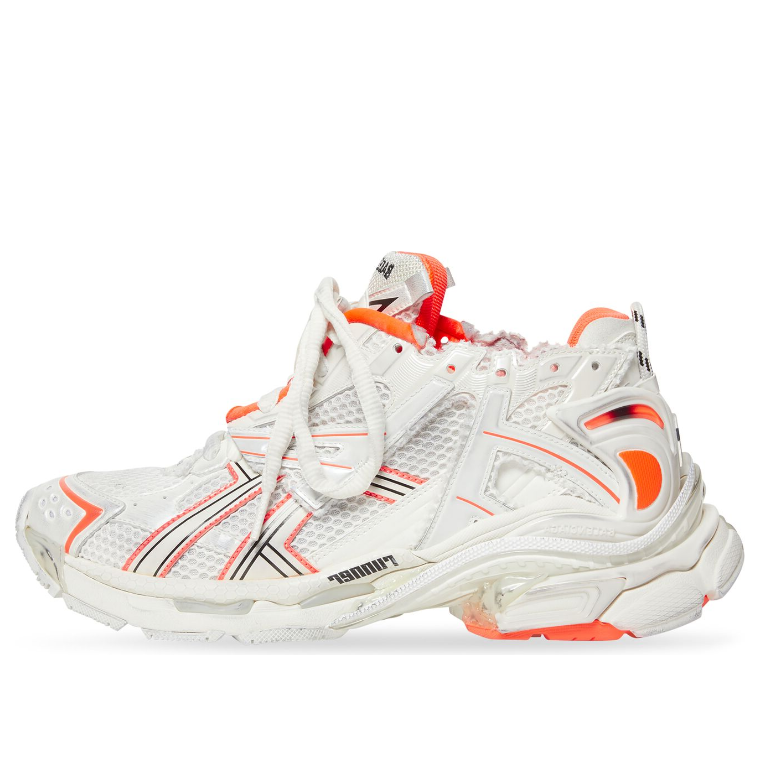 (WMNS) Balenciaga Runner Sneakers 'White Fluo Orange Mesh and Nylon' 677402W3RBM9770
