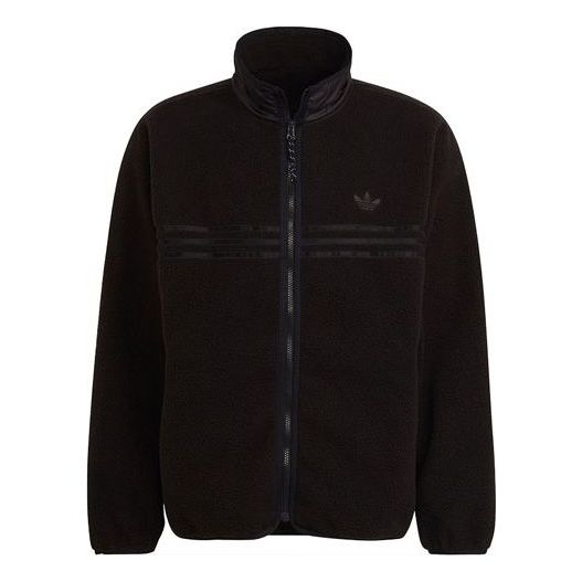 Men's adidas originals Stay Warm Fleece Lined Polar Fleece Sports Jacket Black HF9216