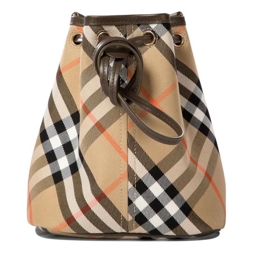 (WMNS) Burberry 25 Checked Drawstring Bucket Bag 'Beige' 8093804