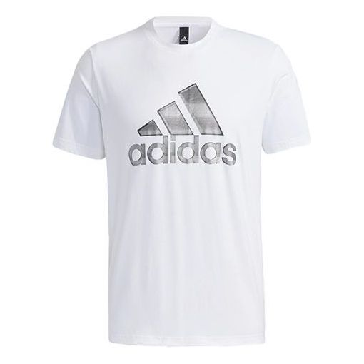 adidas Logo Printing Sports Round Neck Short Sleeve White GP0973