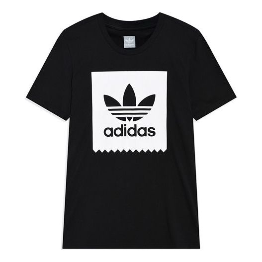 adidas originals Logo Round Neck Sports Short Sleeve Black CW2339