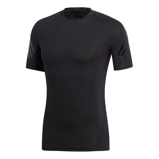 adidas Stripe Printing Training Short Sleeve Black DQ3563