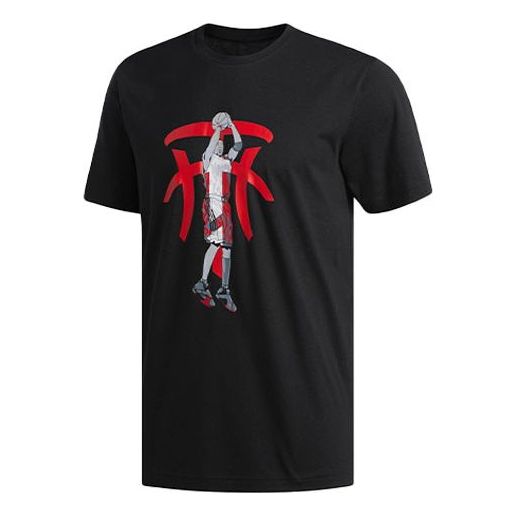 adidas Basketball Sports Round Neck Pullover Printing Short Sleeve Black DU6437