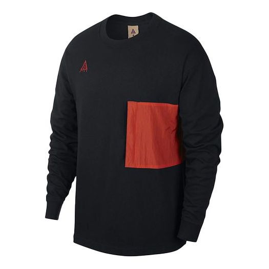 Men's Nike x ACG Casual Sports Pullover Long Sleeves Black T-Shirt 'Black Habanero Red' BQ7289-010