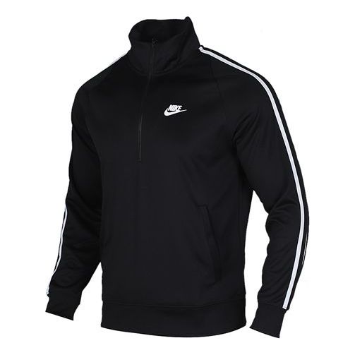 Nike Casual Half Zipper Stand Collar Sports Pullover Black CJ4393-010