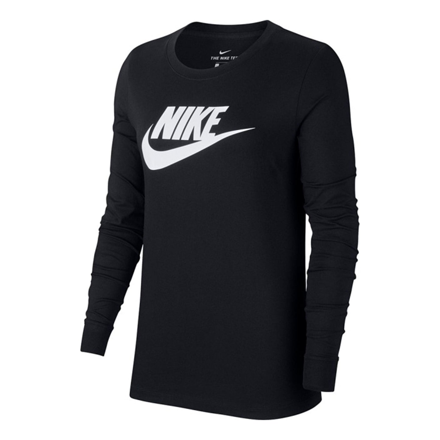 (WMNS) Nike Sportswear Classic Logo Printing Round Neck Long Sleeves Black T-Shirt BV6172-010
