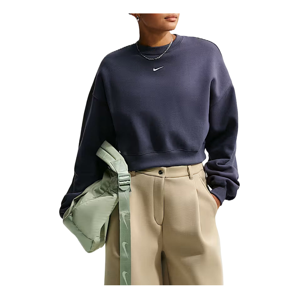 (WMNS) Nike Studio Fleece Medium Weight Oversized Cropped Crew 'Gridiron Sail' IM8497-013