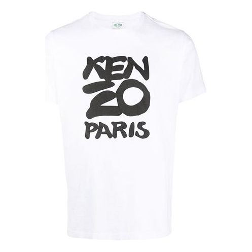 Men's KENZO Cotton Classic Printing Round Neck Short Sleeve White FA55TS0184SA-01