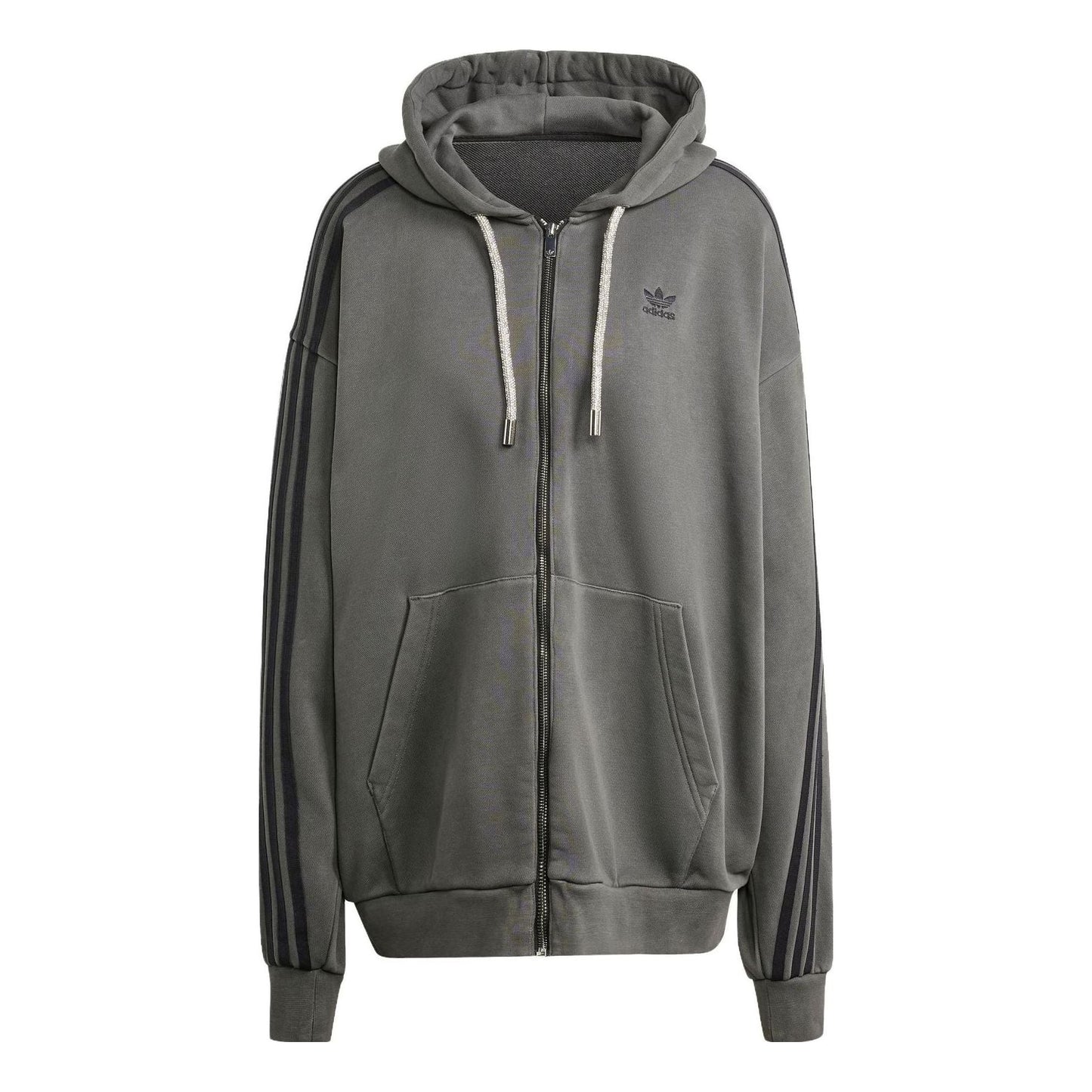 (WMNS) adidas Adilenium Oversized Full-Zip Hoodie Asia Sizing 'Grey' IV9334