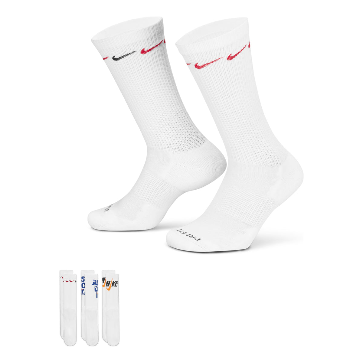 Nike Printing Logo Athleisure Casual Sports Socks 3 Pairs White DH3822-902