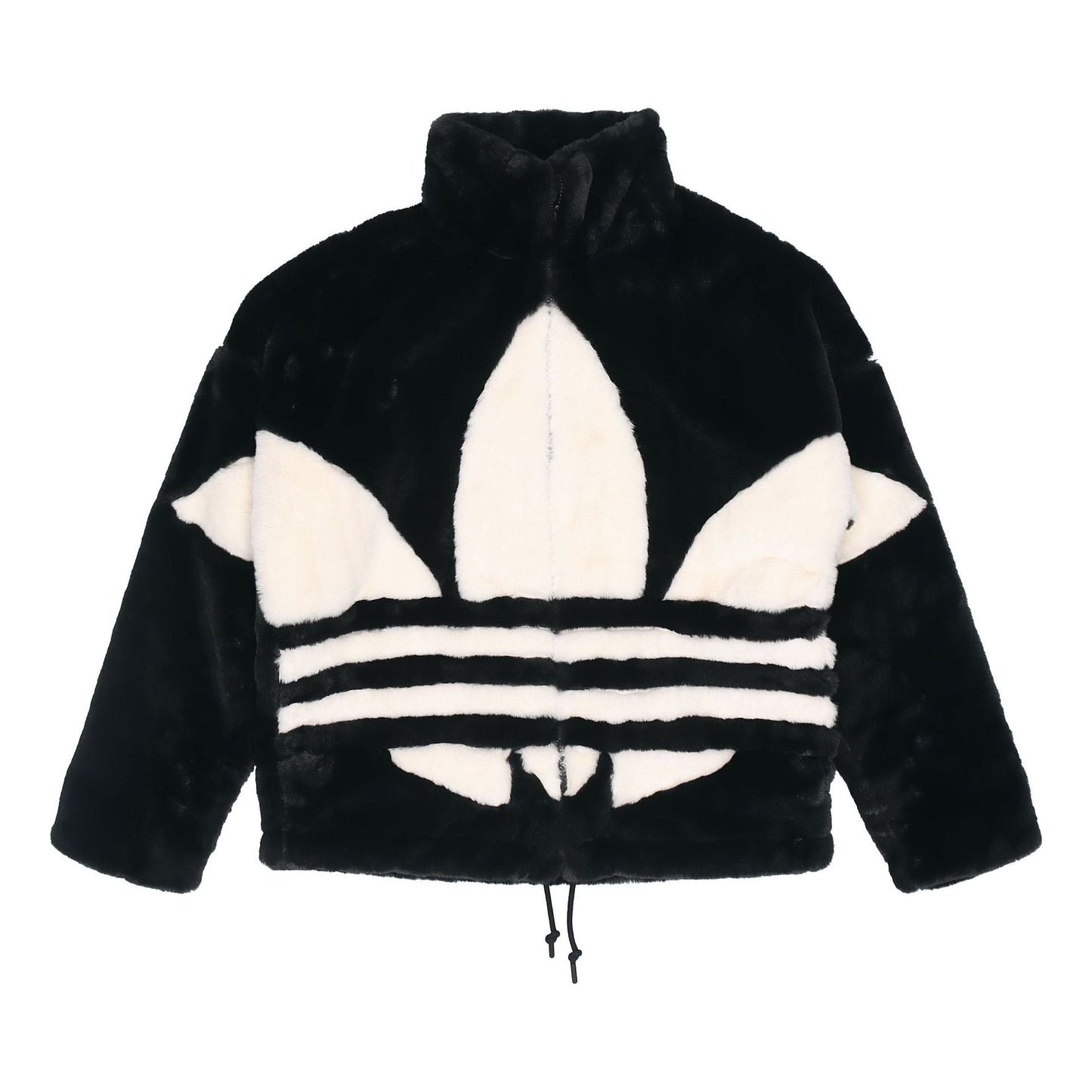 Men's adidas originals Contrasting Colors Large Logo Loose Stand Collar Sports Jacket Black HC0323