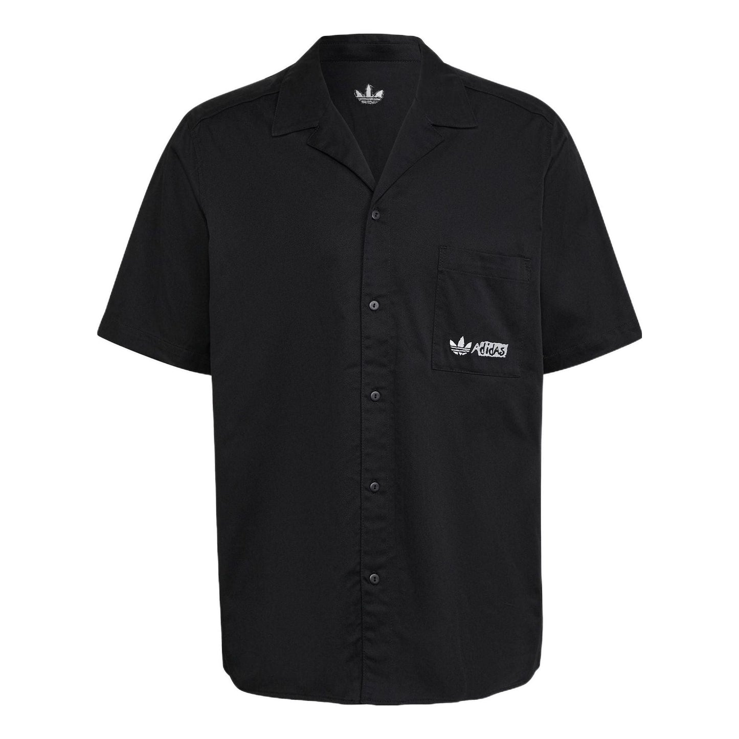 adidas originals Solid Color Logo Sports Short Sleeve Shirt Black HT1654
