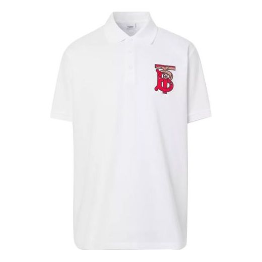 Men's Burberry Pattern Printing Short Sleeve Polo Shirt White 80248521