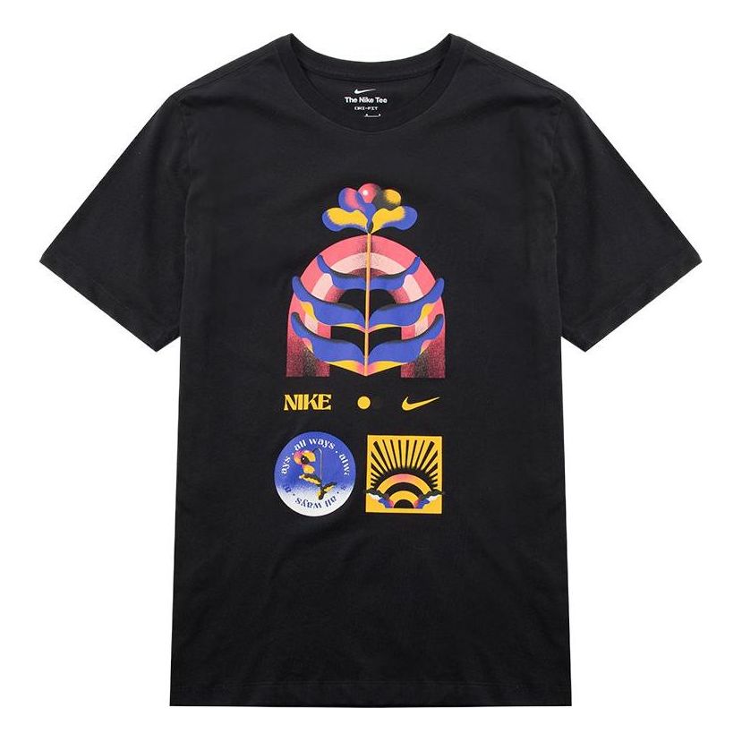 Nike Printing Pattern Round Neck Short Sleeve Black DM5431-010