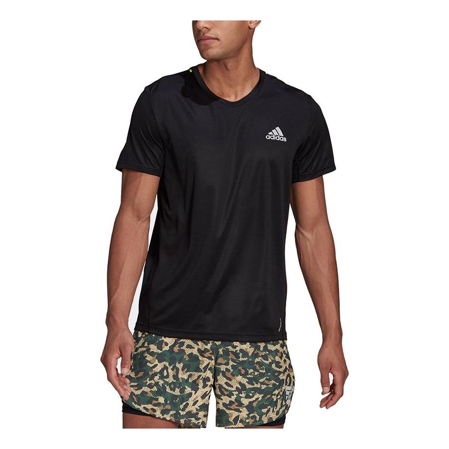 adidas Pblue Tee Men Reflective Printing Running Sports Short Sleeve Black GN5707
