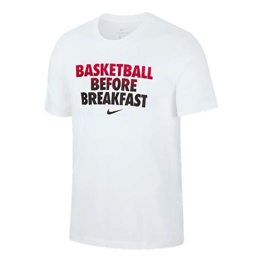 Men's Nike Printing Alphabet Short Sleeve Basketball White T-Shirt DN2985-100