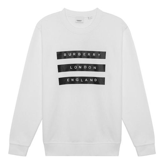 Men's Burberry Round Neck Long Sleeves White 80219711