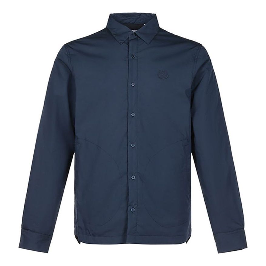 Men's KENZO FW20 Small Tiger Head Thin Quilted Shirt Jacket Navy Blue FA65CH4601NE-76
