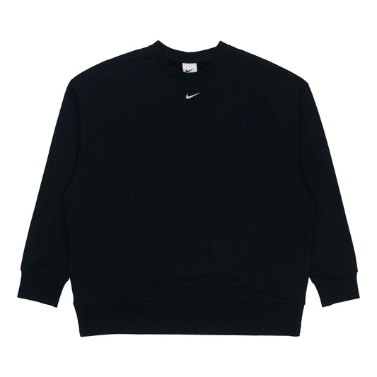 (WMNS) Nike Solid Color Logo Knit Round Neck Pullover Black Hoodie DD5468-010