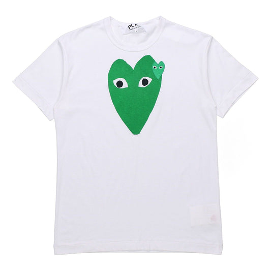 COMME des GARCONS PLAY GreenHeart Shaped Printing Short Sleeve White AZ-T060-051-1