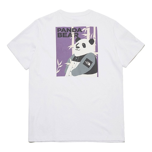 Men's THE NORTH FACE Cartoon Panda Small Logo Short Sleeve White NT7UL12J