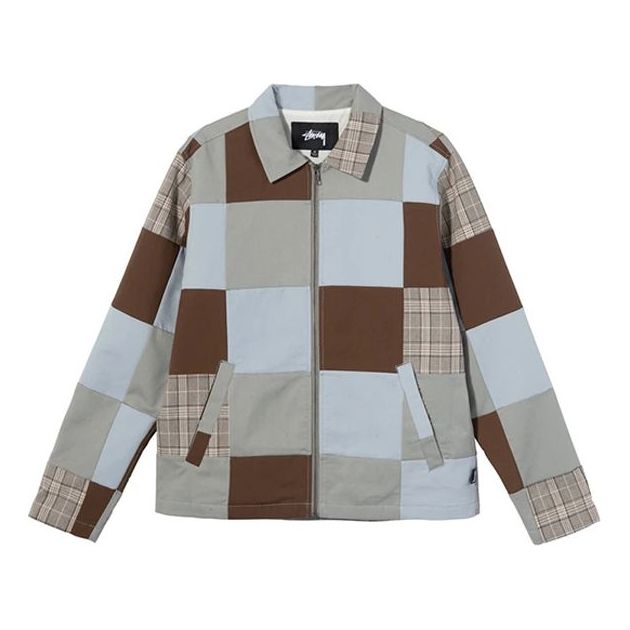 Men's Stussy Patchwork zip Jacket Zipper Plaid 115521