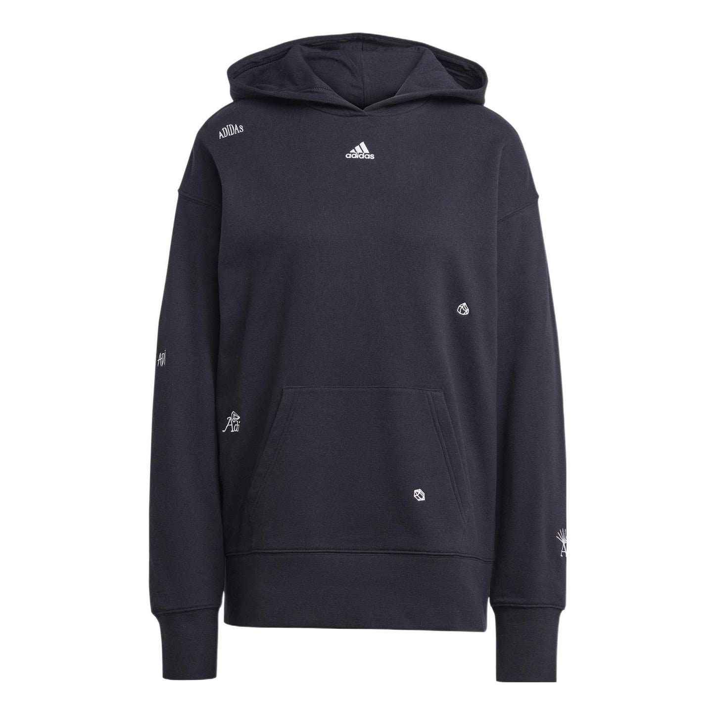 (WMNS) adidas Relaxed Hoodie With Healing Crystals-Inspired Graphics 'Black' IC0803