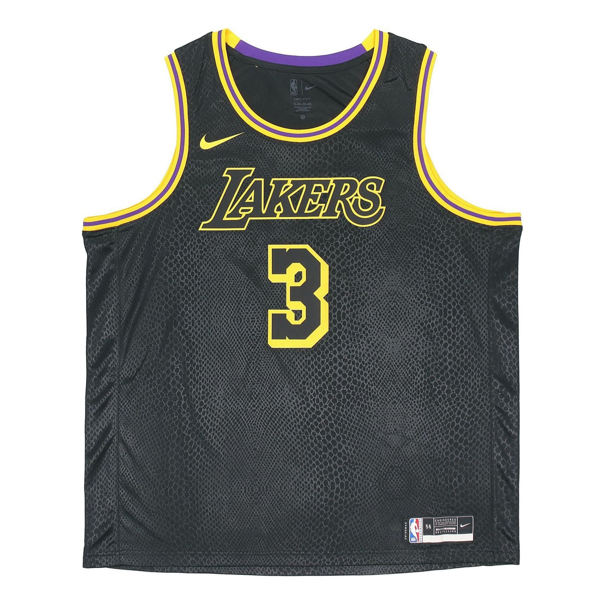 Men's Nike SW Fan Edition Lakers Davis No. 3 Casual Sports Basketball Jersey/Vest Black DJ1433-010