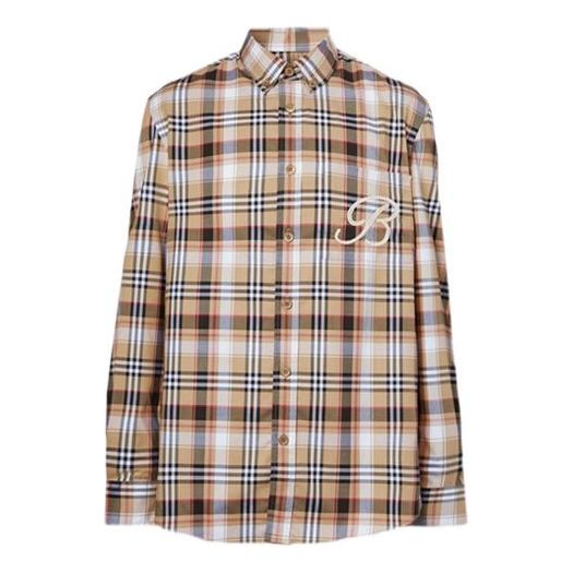 Burberry Embroidery B Pattern Stretch Cotton Shirt Male Black 80368701