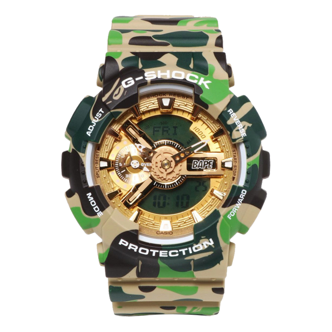 CASIO x A Bathing Ape G-Shock Analog-Digital 'Green Brown Camo' GA-110APE-5A