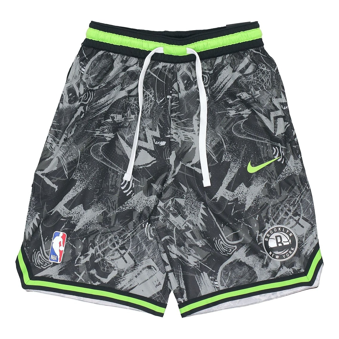 Nike NBA Brooklyn Nets Light Breathable Quick Dry Full Print Loose Basketball Shorts Black DJ4034-308