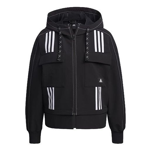 (WMNS) adidas Str Jkt Diy Athleisure Casual Sports Hooded Jacket Black GP0628
